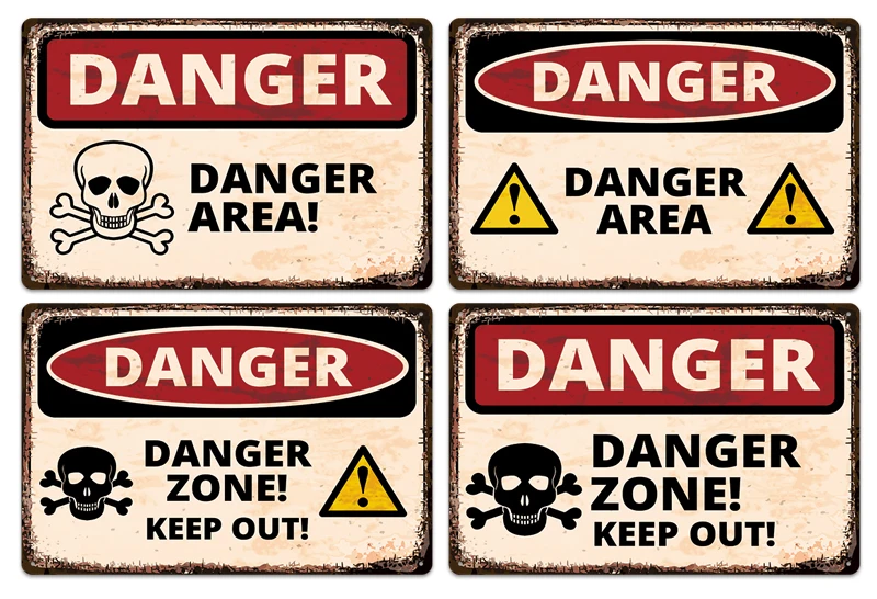 

Danger DUST HAZARD Vintage Poster Retro Metal Tin Signs Wall Decor HIGH VOLTAGE Beware Warning Plaques