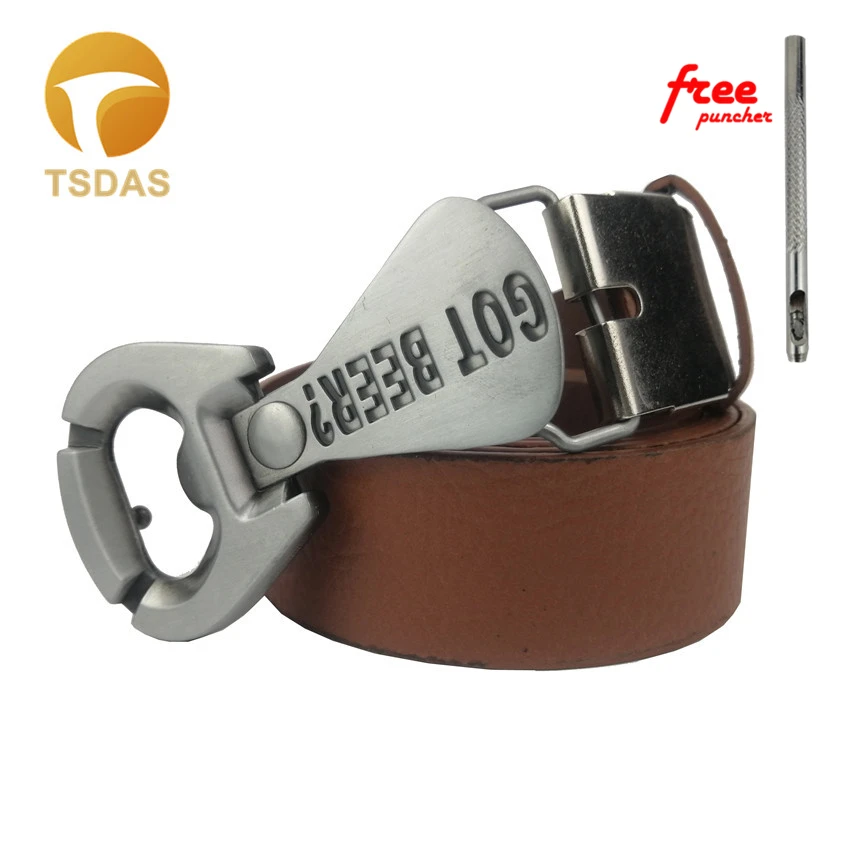 Посеребренная открывалка для бутылок с ремнем пива пряжка кожаным новогодних