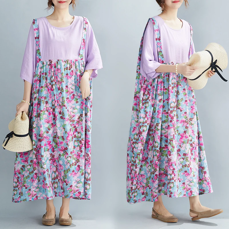 

COIGARSAM Patchwork Women dress New Spring Summer O-Neck Dresses 9322