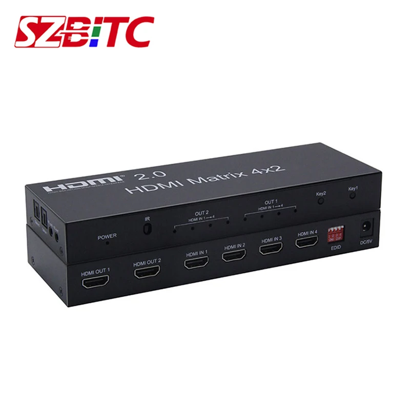 SZBITC 4K 4x2 HDMI матрица HDMI2.0 переключатель 4 в 2 Выход разделитель EDID двойной 3 5 мм Джек