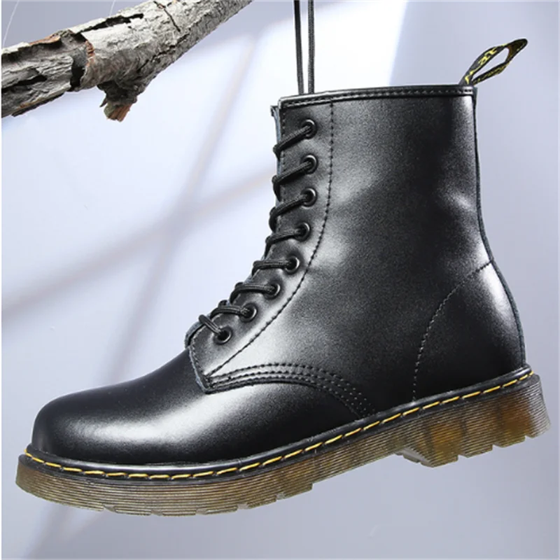 

Genuine Leather Ladies Martins Women Boots Lace Up Low Heel Casual Ankle Boots For Students Shoes Woman Leather Short Boots