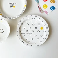 lucky creative smiley face ceramic plate retro english alphabet breakfast plate salad dessert bowl dinner plate deep dish plate