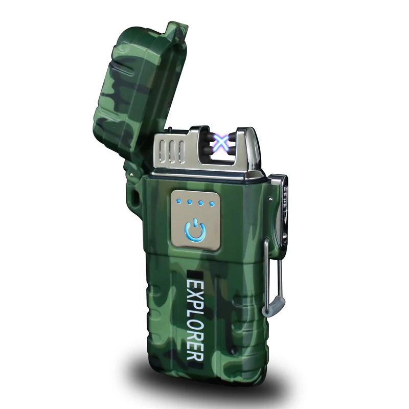 Outdoor Camping Sports Waterproof Lighter USB Charging Touch Sensor Switch Shows Battery Pulse Plasma Double Arc Cigar | Дом и сад