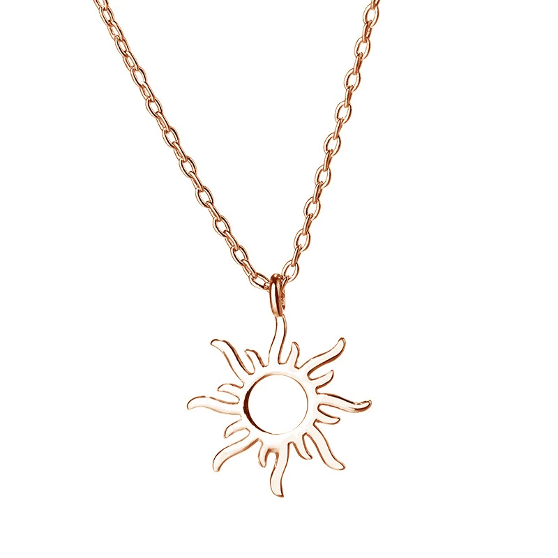 

FENGLI Sun Necklace for Women Fashion Geometric Hollow Round Chain Pendants Statement Birthday Jewelry Gifts