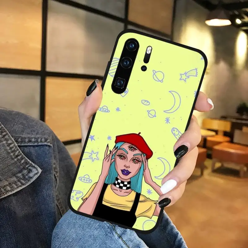 

Devil woman bad girl smoking eyes Phone Case For Huawei honor Mate P 9 10 20 30 40 Pro 10i 7 8 a x Lite nova 5t