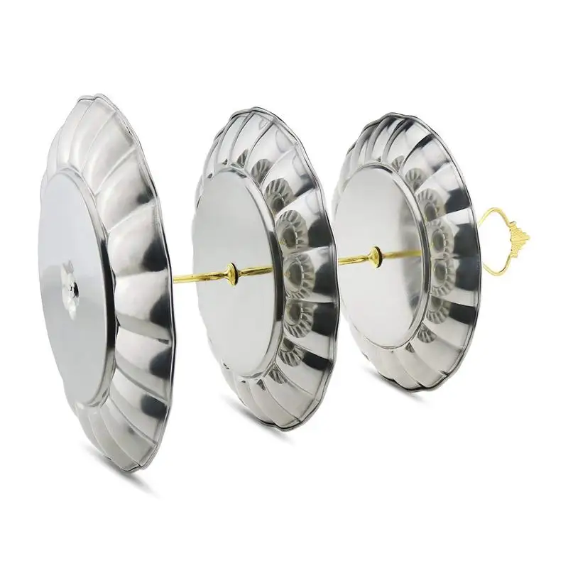 Fruit Plates 3-Tier Stainless Steel Cake Wedding Stand Fruits Desserts Candy Cheese Tableware Display for Home Pa | Дом и сад