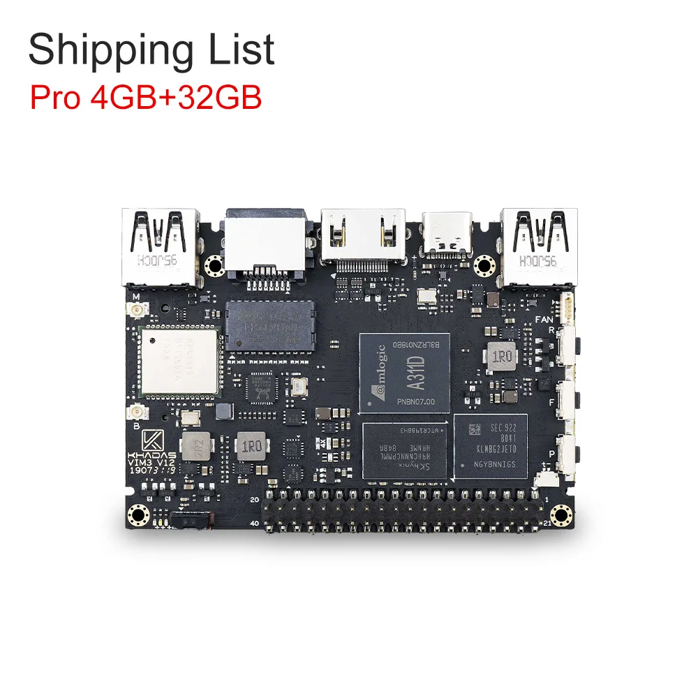 Bundle2 Khadas VIM3 одноплатный компьютер Amlogic A311D с 5,0 топами NPU AI tensorflow x4 Cortex-A73 x2 A53 ядрами SBC android linux - Комплект: Bundle2