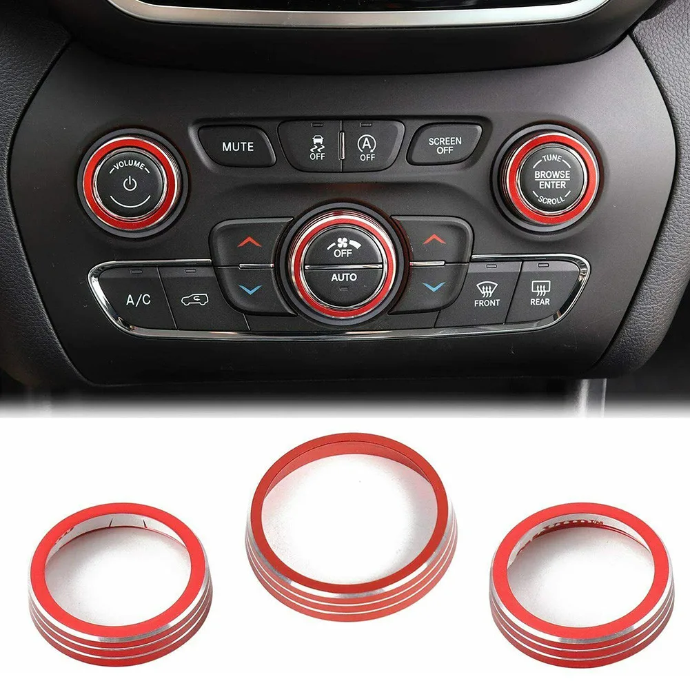 

2014-2019 Knob Covers Trim Ac Aluminum Alloy For Jeep Grand Cherokee Red