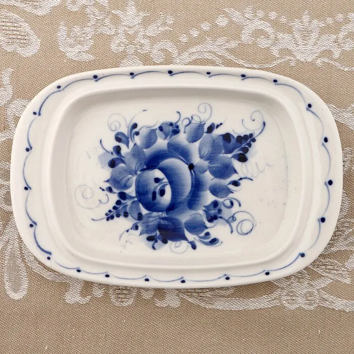 Маслёнка Тюльпан 16х10 5х10 см гжель | Дом и сад