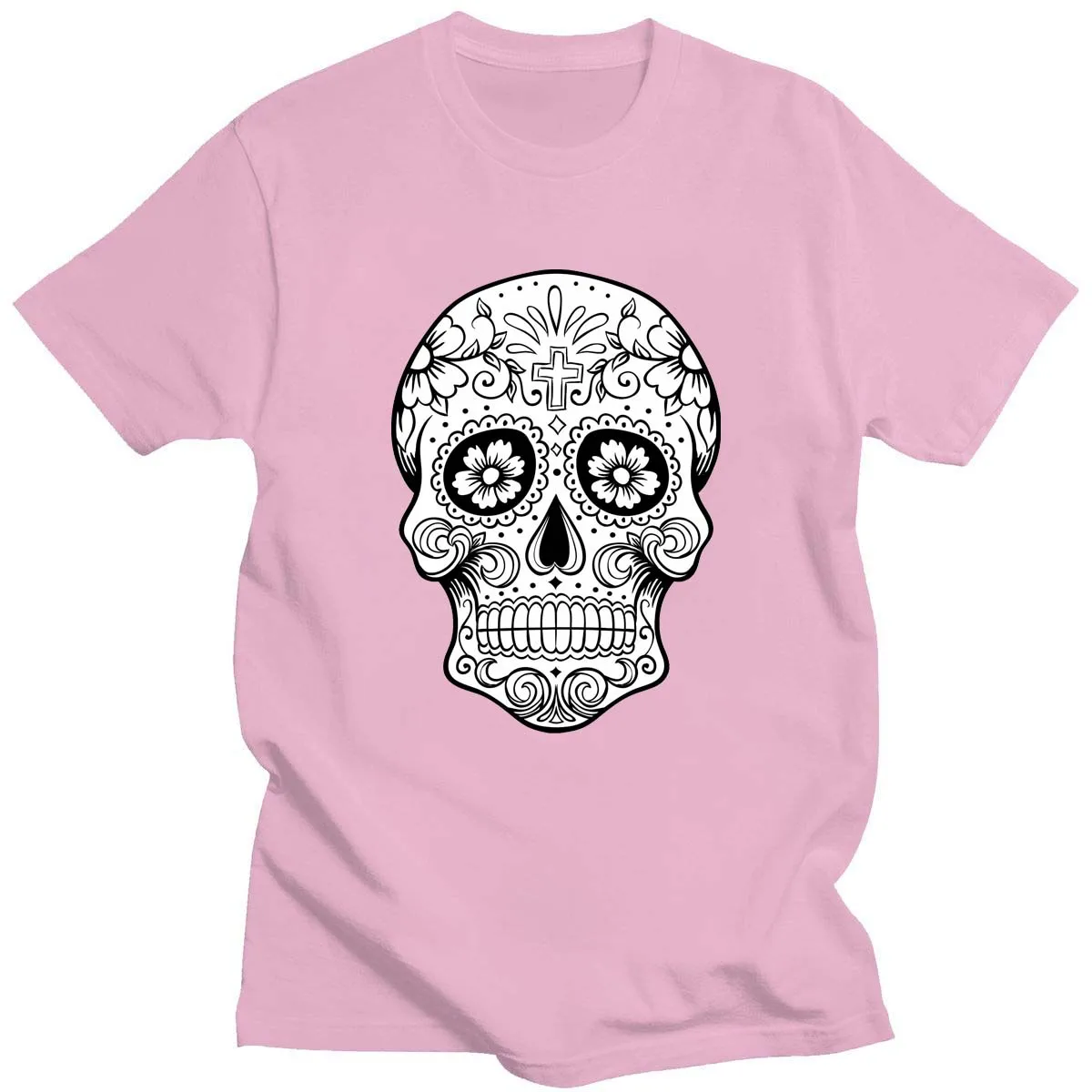 

2021 Summer New Hot Sale Men's T-shirts High Quality 100% Cotton Street Style Loose Cool Skull Print Casual Short Sleeve