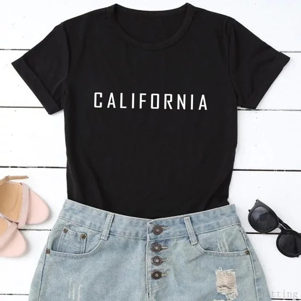 California Lady Ladies Typograohic Cotton High Quality Tops Summer T-shirt Shirt