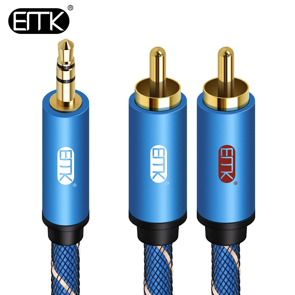 EMK AUX 3 5 мм до 2 RCA аудио штекер кабель со штыревыми соединителями на обоих концах