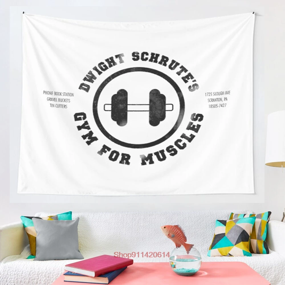 

Dwight Schrute s Gym for Muscles tapestry Wall Hanging Decor Coverlet Bedding Sheet Throw Bedspread Living Room Tapestries