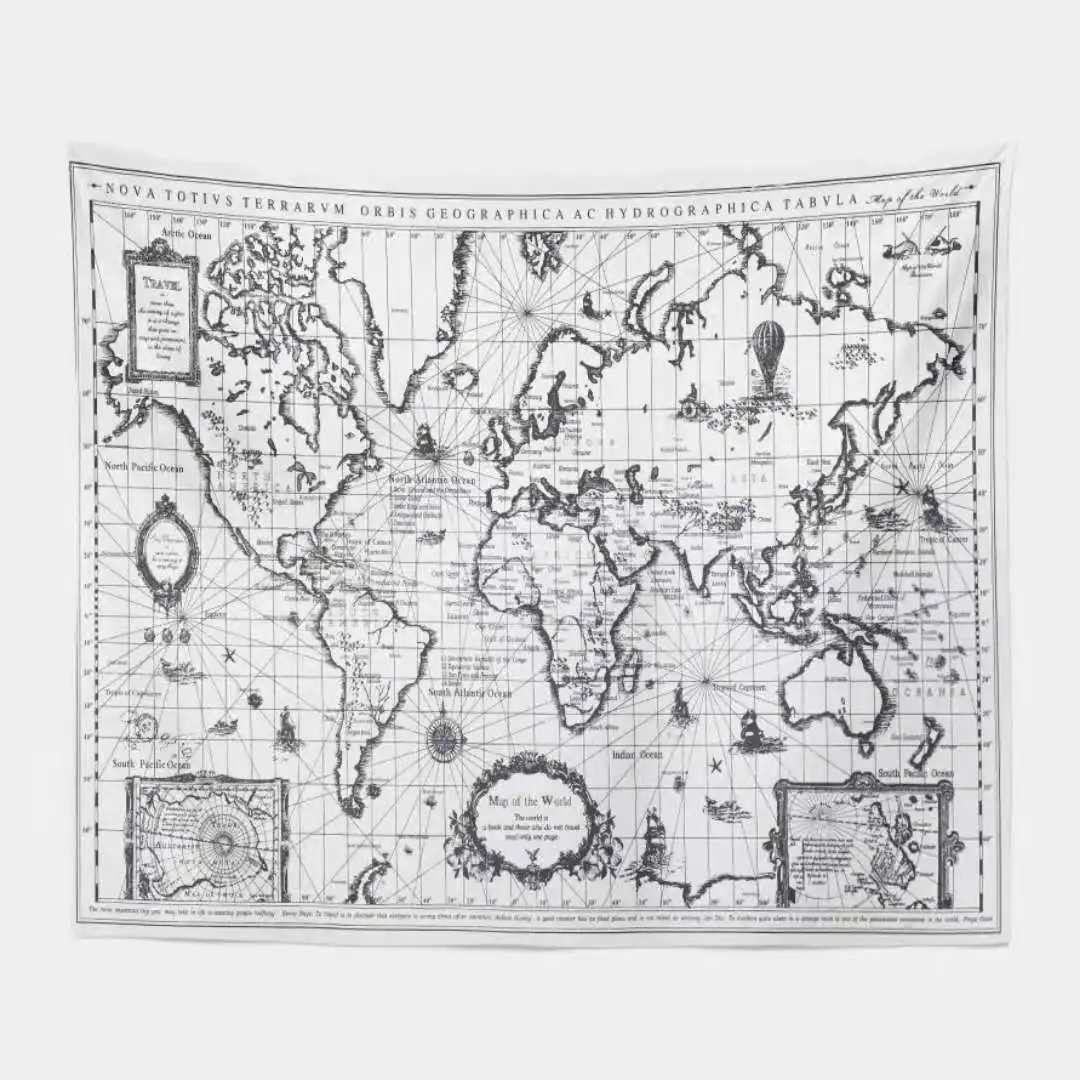 Гобелен с картой мира ткань высокого разрешения Настенный декор акварельная