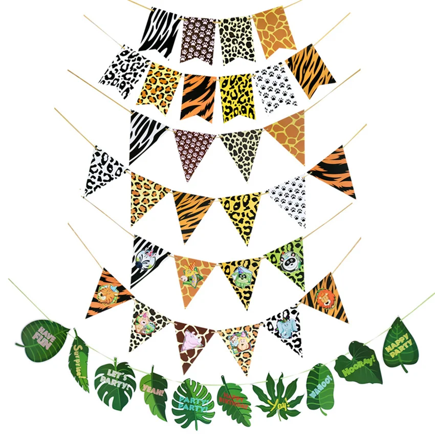 

5M Animal Picture Flags Pennant Birthday Bunting Banners Wall Hanging Wedding Hanging Banner Party Garland Wedding Decor