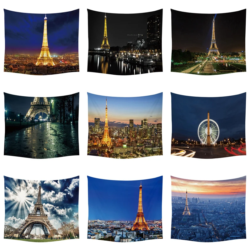

Paris Tower Home Decor Wall Tapestries Art Paris Landmark City Of Night View Modern fFashion Tapestry Wall Hanging Beach Towel