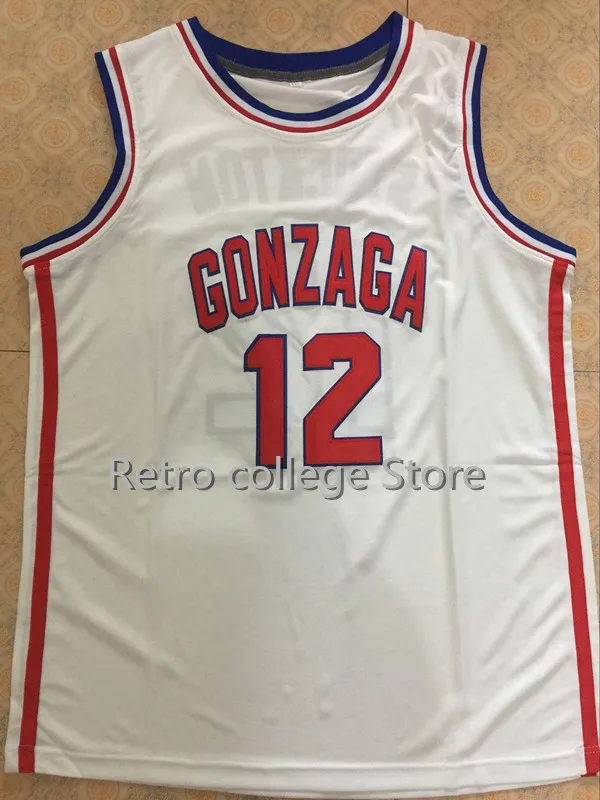 

12 John Stockton GONZAGA BULLDOGS Retro College Basketball Jersey Men's Throwback Stitched basketball Jersey