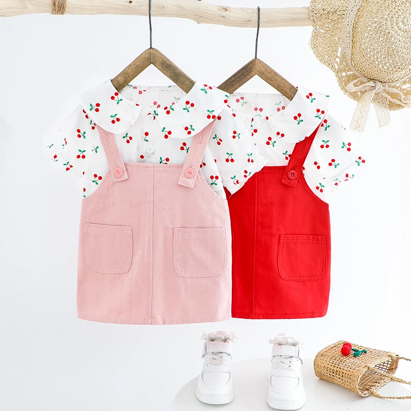 Модный новый летний костюм для маленьких девочек детская хлопковая Милая