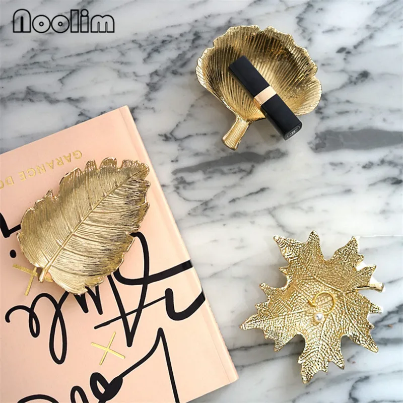 Скандинавские украшения для дома Золотая витрина с листком гинкго кольцо