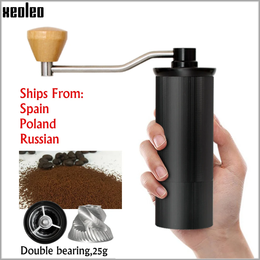 

XEOLEO 50MM Aluminum Manual Coffee grinder Stainless steel Burr grinder Conical Coffe bean miller Manual Coffee Milling machine