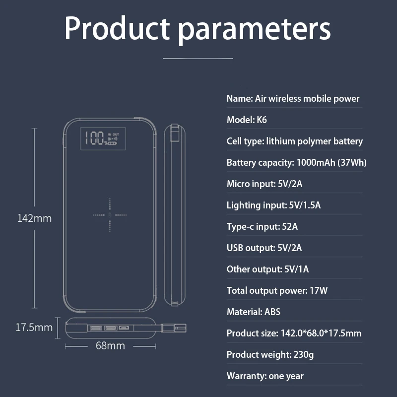 Портативное Qi Беспроводное зарядное устройство power Bank 10000 мАч для Xiaomi iPhone тонкий повербанк Внешняя батарея Быстрая зарядка USB power bank