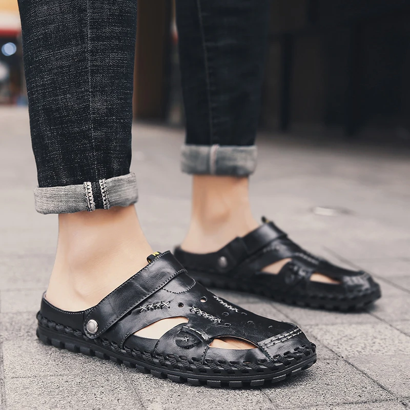 

Sandalias Piel Hombre Men Sandals Outdoor Sandalhas Masculina Plage Sandales Mens Summer Rubber Leather For Slip On White