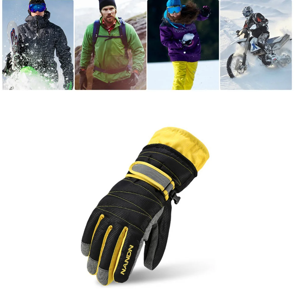 

1 Pair Winter Ski Cycling Waterproof Windproof Warm (Black + Yellow XL)