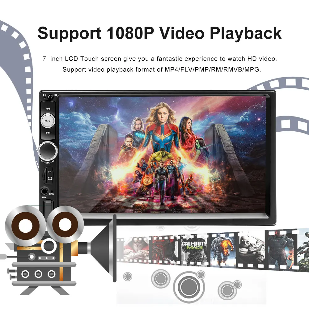 AMPrime Авто 2din автомобильный мультимедийный плеер 7 &quotсенсорный экран Bluetooth