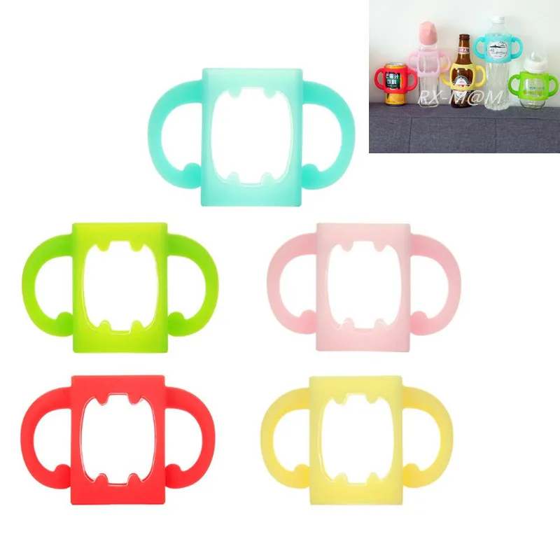 

Baby Bottle Universal Handle Soft Silicone Wide Mouth Grip Multicolor Heat Resistant Feeding Bottles Accessories,Angel wings
