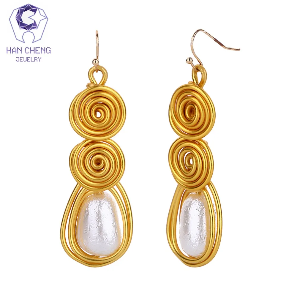 HanCheng новые модные массивные большие висячие серьги ручной работы с