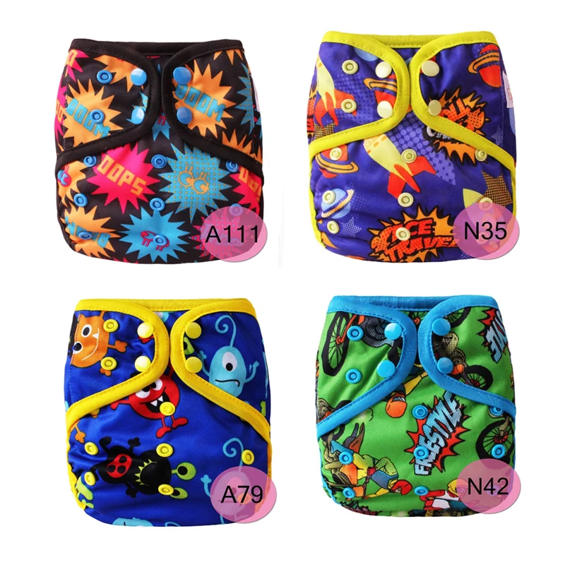 4 шт. детские памперсы, тканевые подгузники, многоразовые водонепроницаемые подгузники, детские подгузники, подгузник для новорожденных, Мультяшные моющиеся подгузники - Цвет: mix color 4pcs