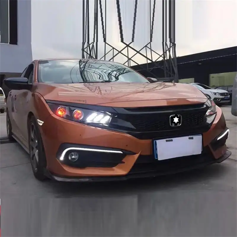 Дневные ходовые автомобильные боковые поворотники Cob Led Drl фары передние противотуманные задние Автомобильные фары в сборе 16 17 для Honda Civic