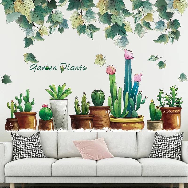 

[shijuekongjian] Maple Leaves Wall Stickers DIY Garden Potted Plant Wall Decals for House Living Room Bedroom Kitchen Decoration