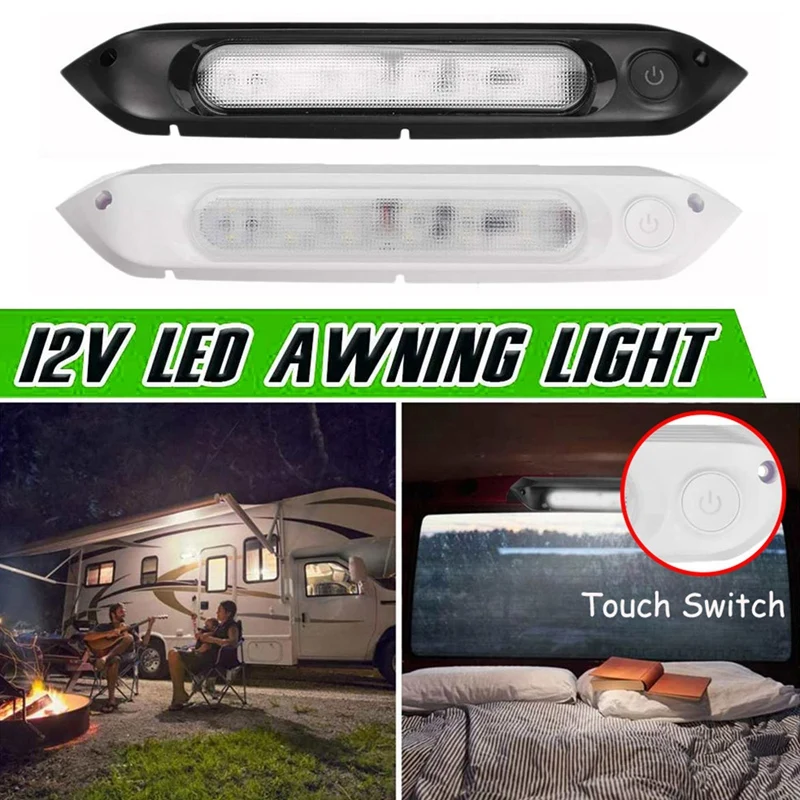 

RV LED Awning Light 12-28V SMD 8W Waterproof Porch Light Interior Wall Lamp with Contact Switch for Camper Caravan