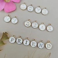 10pcs 26 alphabet double face enamel charms gold color letters pendants fit keychain jewelry making handmade 1214mm