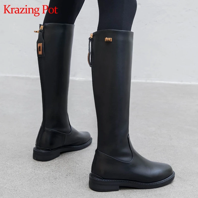 Сапоги Krazing pot из натуральной кожи нейтральный дизайн на низком каблуке длинные