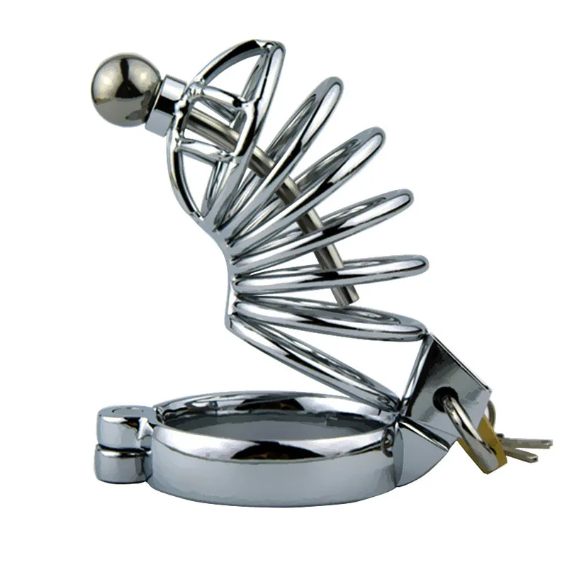 

40/45/50mm for choose Master Series Asylum 6 metal male chastity device cock cage with urethral catheter penis lock sex toys men