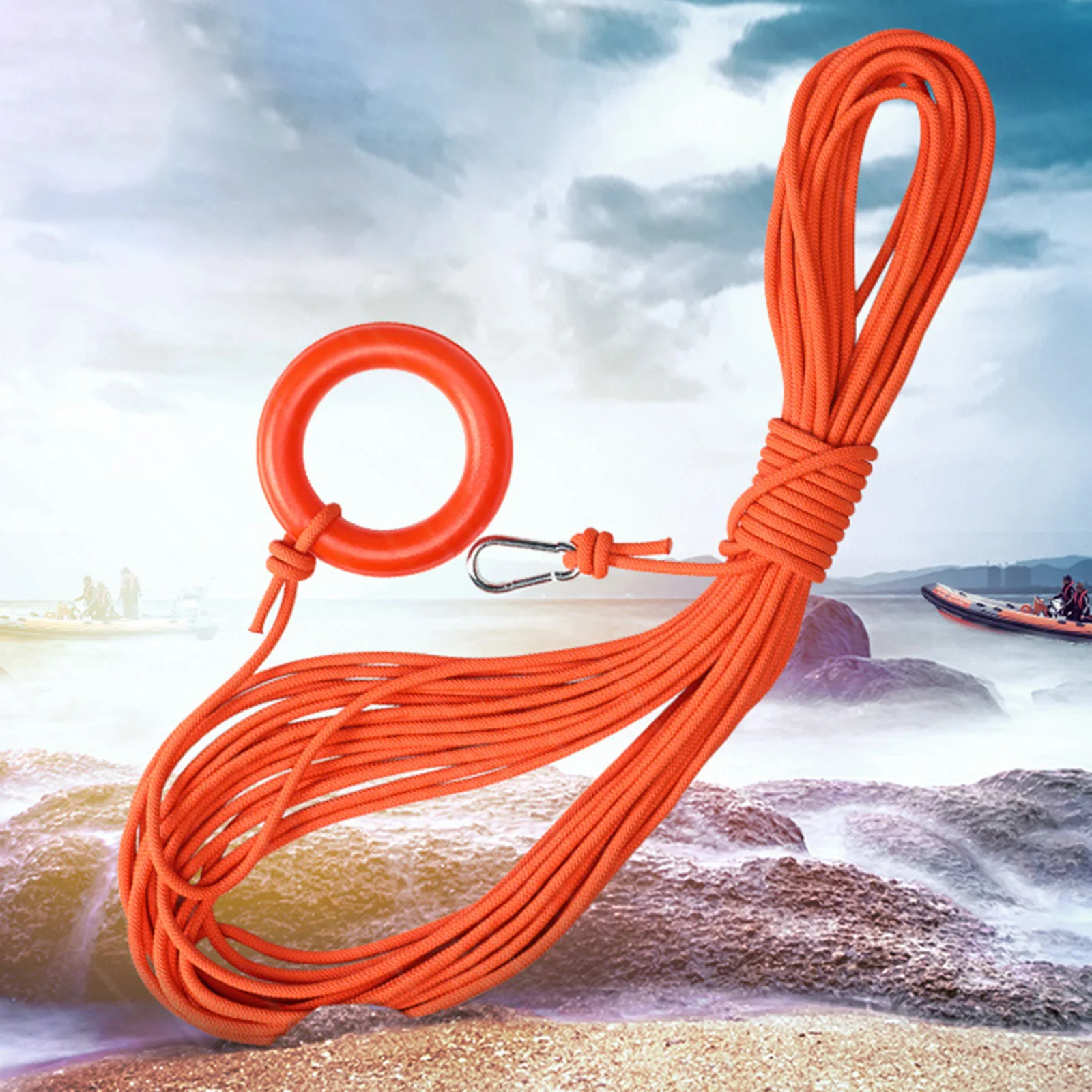 

8mm Diameter Life Saving Line Long 20m Safety Rope Water Floating Lifesaving Rope with Hand Ring/Bracelet