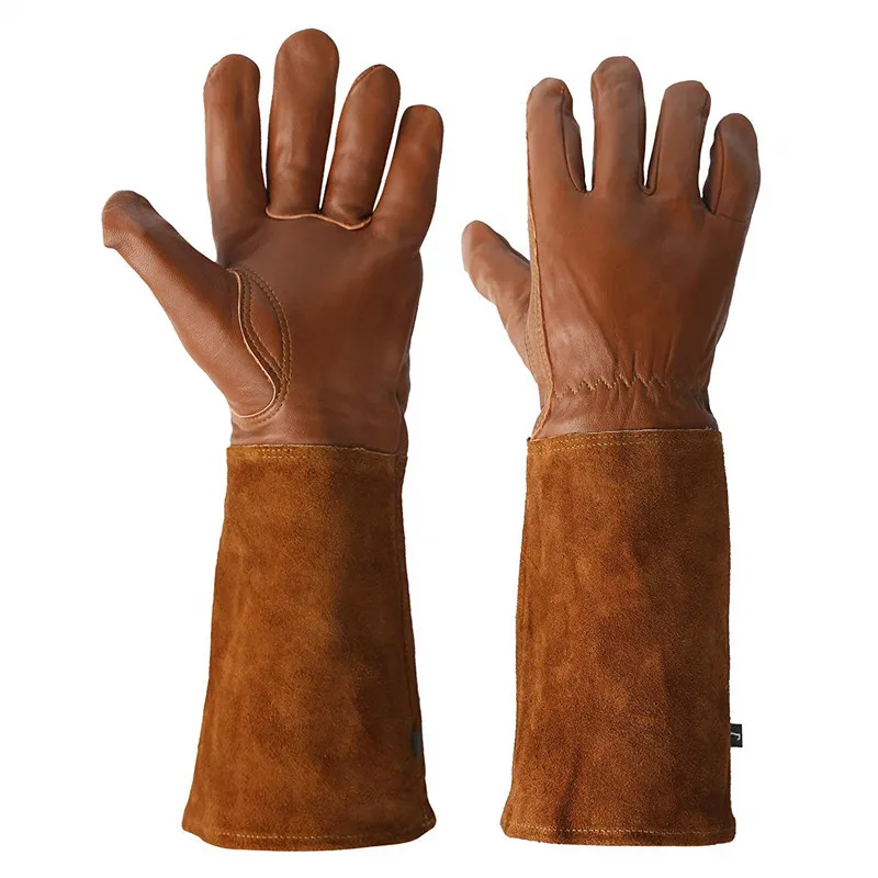 

Long Goatskin Leather Gardening Gloves Florist Flower Shop Thorn Proof Gauntlet Gardener Pruning Heavy Duty Work Gear G9