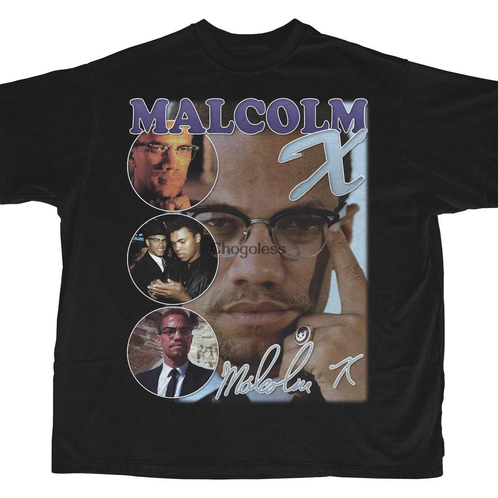 

Malcolm X Bootleg Rap Shirt Civil Rights Tee Short Sleeve Unisex Black Vintage Style T Shirt(1)