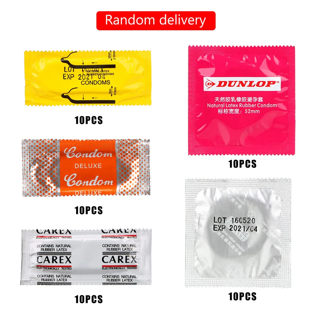 Ватин 10 штук контрацептивных смазанных презервативов Ультратонкие ощущения Рукав для пениса Большое масло Натуральный латекс Секс игрушка для мужчин на.