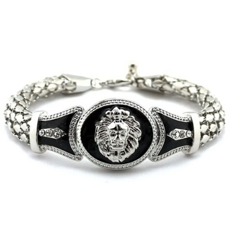 Vintage Rhinestone Antique Golden Pendant Hand Chain Lion Head Suitable for Any Occasion &amp Link Bracelets Fashion | Украшения и