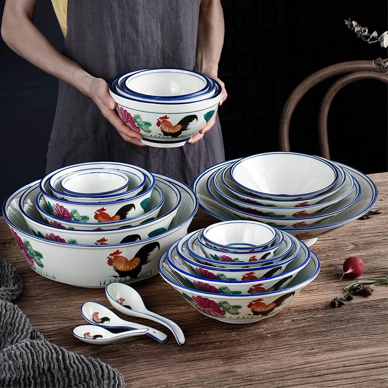 Керамическая миска для супа миски пениса и риса китайская винтажная фарфоровая