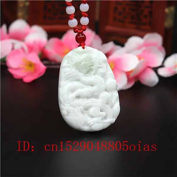 Natural White Chinese Jade Dragon Pendant Necklace Charm Jewellery Fashion Accessories Carved Amulet Gifts for Women Men | Украшения и