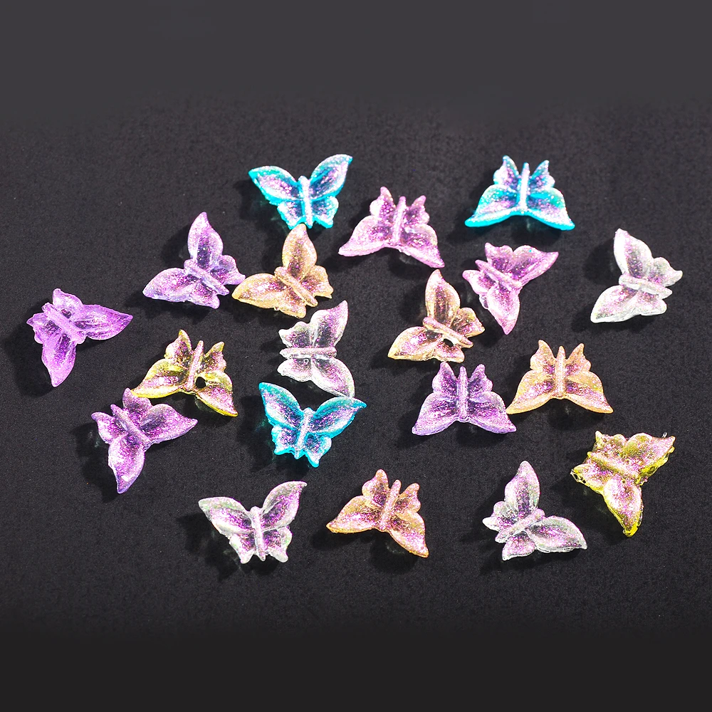 

New Nail Flash Crystal Dreamy and Colorful Butterfly Flat back Acrylic Rhinestone 7x10mm 3D Nails Art Decorations