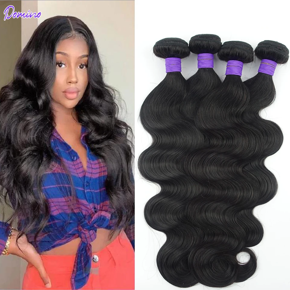 Onda do Corpo Pacotes com Fecho de Cabelo Pacotes com Fechamento do Laço Extensão do Cabelo Domino Indiano Cabelo Humano Remy 3