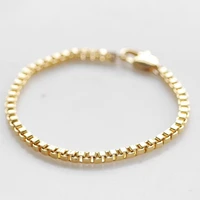 2021 new mens and womens chain box bracelet european and american fashion simple gold and white k bracelet trendy jewelry