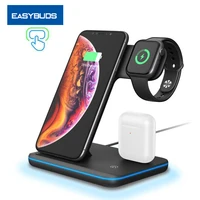 easybuds 3 in 1 fast wireless charger stand for samsung for iphone 11 12 xr xs airpods apple watch charging station for airdots