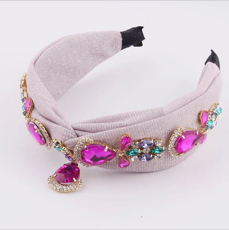 

New Fashion Slippery Silk Bright Cloth Diamond-studded Jewelry Headband Beautiful Hair Accessories for Women's hairbands