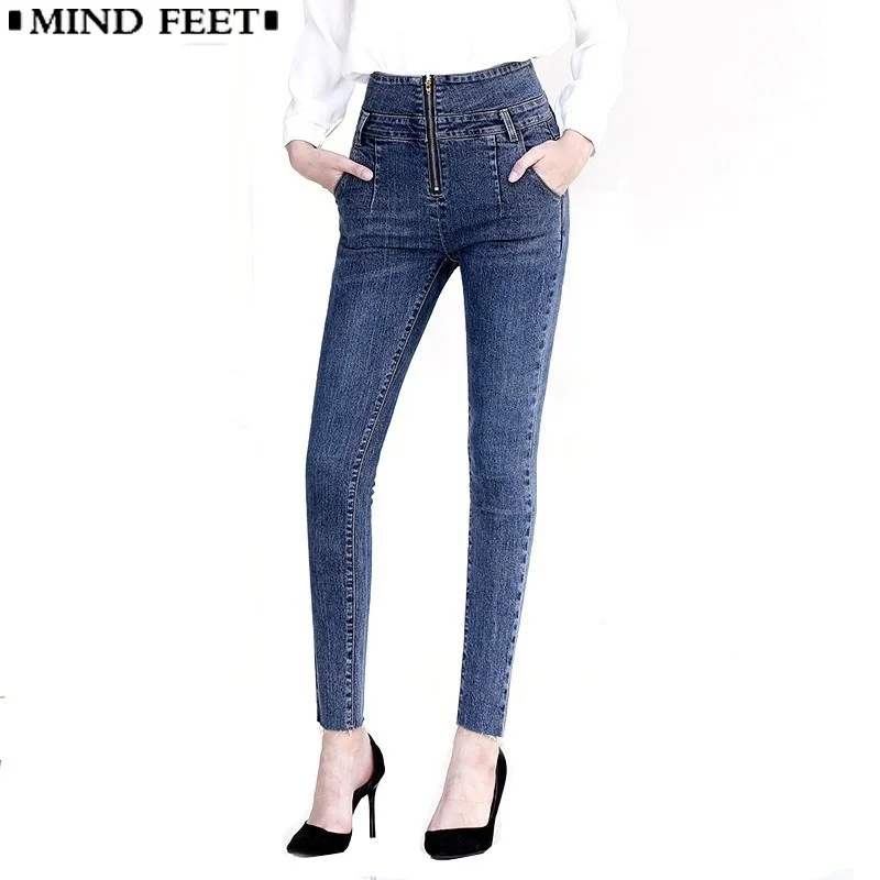 Женские узкие джинсы MIND FEET Эластичные Обтягивающие джинсовые брюки разных